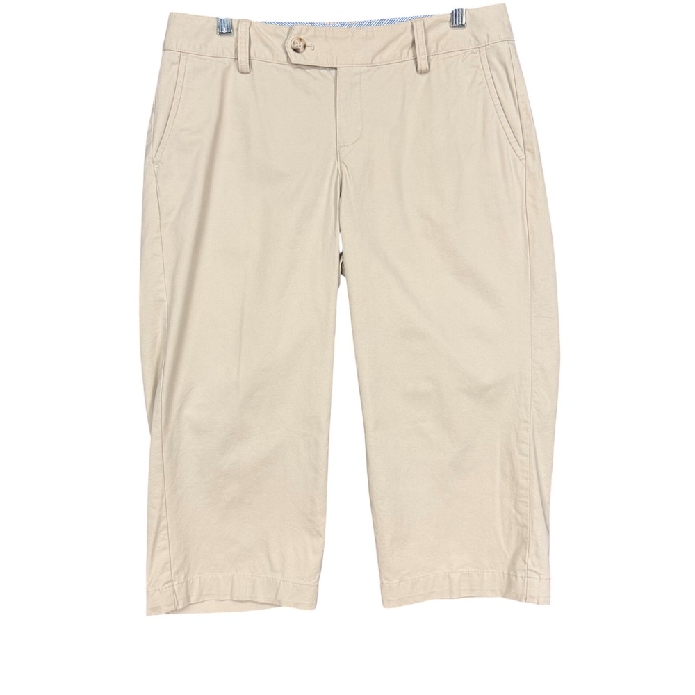 Eddie Bauer Pants Womens 6 Tan Khaki Blakely Chino Capri Curvy Fit Preppy NWT